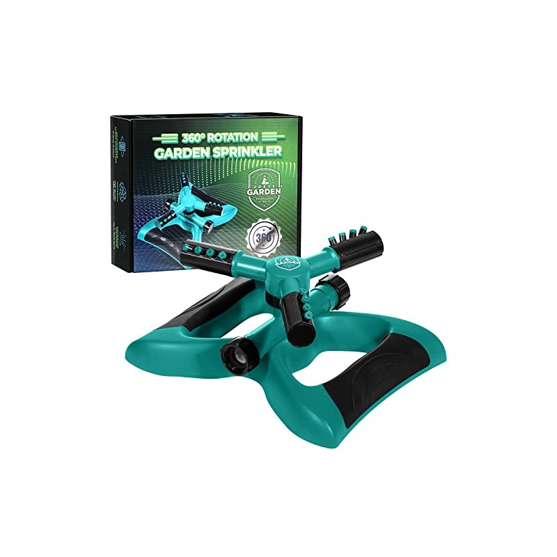 Rotating Garden Sprinkler with Adjustable Arms and Weighted Base