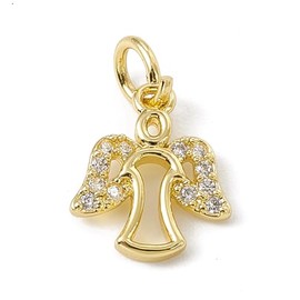 KitBeads 10pcs Cubic Zirconia Angel Charms Real 18K Gold Plated Angel Wing Charms Micro Pave CZ Fairy Charms for Jewelry Making Bulk
