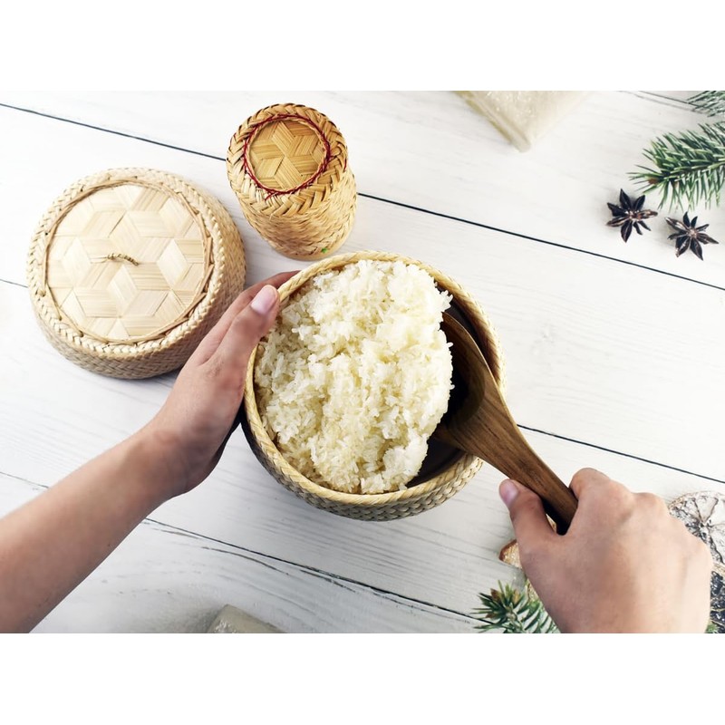 Sticky Rice Pressure Cooker Slow Cook Set Bamboo Basket Steaming