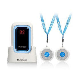 Retekess TH109S Wireless Calling System, Caregiver Pager, 850ft, 3 Reminder Modes, 5 Levels of Volume, 1 Receiver 2 Call Buttons for Elderly, Patients, Clinic, Home