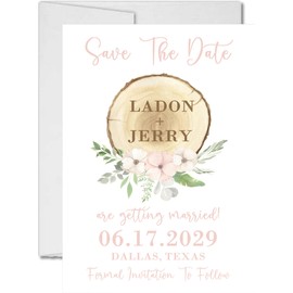 Rustic Wedding Save The Date Cards, Vintage Wedding Save The Date Cards, Barn Wedding Save The Date - Set of 12 (White/Blush)