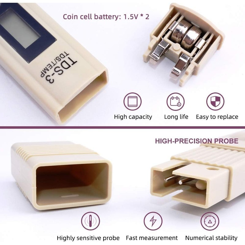 Water Quality Tester Digital TDS Dissolved Solids Meter with High