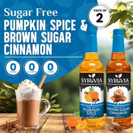 Syruvia Sugar-Free Holiday Syrup Variety Pack - Pumpkin Spice & Brown Sugar Cinnamon - 25.4oz - 0 Calorie - 2-Flavor Holiday Gift Set, Gluten-Free, Kosher (2-Pack)