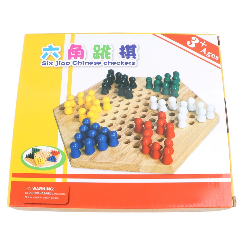 Chinese Checkers Set With Multiple Chess Pieces Wooden Board Interactive