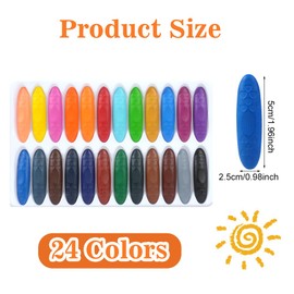 OSDUE 24 Colors Non Toxic Crayons for Kids, Washable Toddler Crayons, Peanut Shape Crayons, Easy to Hold Wax Colouring Crayons Party Bag Favours Boys and Girls Unisex, Coloring Art Supplies Toys
