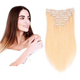 35 cm-55cm Clip-In Hair Extensions, 100 % Remy Real Human Hair Smooth, 10-Piece Set