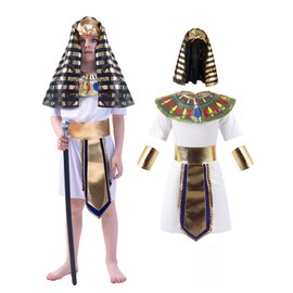 KumSoomliy Egyptian Costumes for Boys Kids Cospaly Costume Ancient Egyptian King Costume for Boys Age 10-11Y