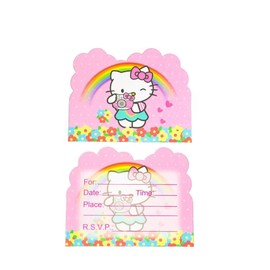 20 Hello cat theme party invitation cards, Hello cat theme birthday party decorations, Cartoon theme birthday party decorations.