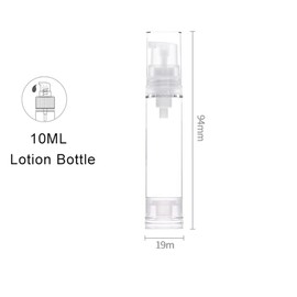 12 Jars 10ml Clear Airless Pump Bottle Cream Lotion Vacuum Container Cosmetic Foundation Sample Travel Liquid Pressure Bottle 8.5g