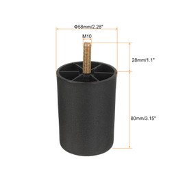 sourcing map 6 Pcs M10 x 3.1 x 2.3 Inch Furniture Legs, Plastic Sofa Couch Legs Tapered Replacement Legs Tapered Feet for Chair Sofa Dresser Cabinets Bed, Black