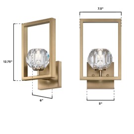 Westinghouse 6131000 Zoa Contemporary One Light LED Indoor Wall Fixture, Brushed Brass Finish, Crystal Glass