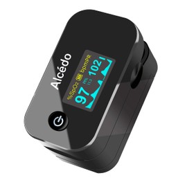 Alcedo - Oxímetro de pulso, nivel de saturación de oxígeno en sangre (SpO2) y monitor de ritmo cardíaco, visualización OLED de doble color, funda...  