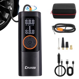 Cpurizo 7x Faster Tire Inflator Portable Air Compressor, 15000mAh & 150PSI Digital Car Air Pump for Car Tires, Portable Air Pump for Cars, Bike, Inflatables, Basketball and Ball, Aluminium Alloy
