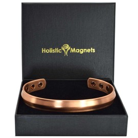 Pure Copper Magnetic Bracelet Men Women Copper Bangle Cuff 6 Neodymium Magnets Unisex Adjustable-SC (L: Wrist 19.5-22.5cm/7.6-8.75")