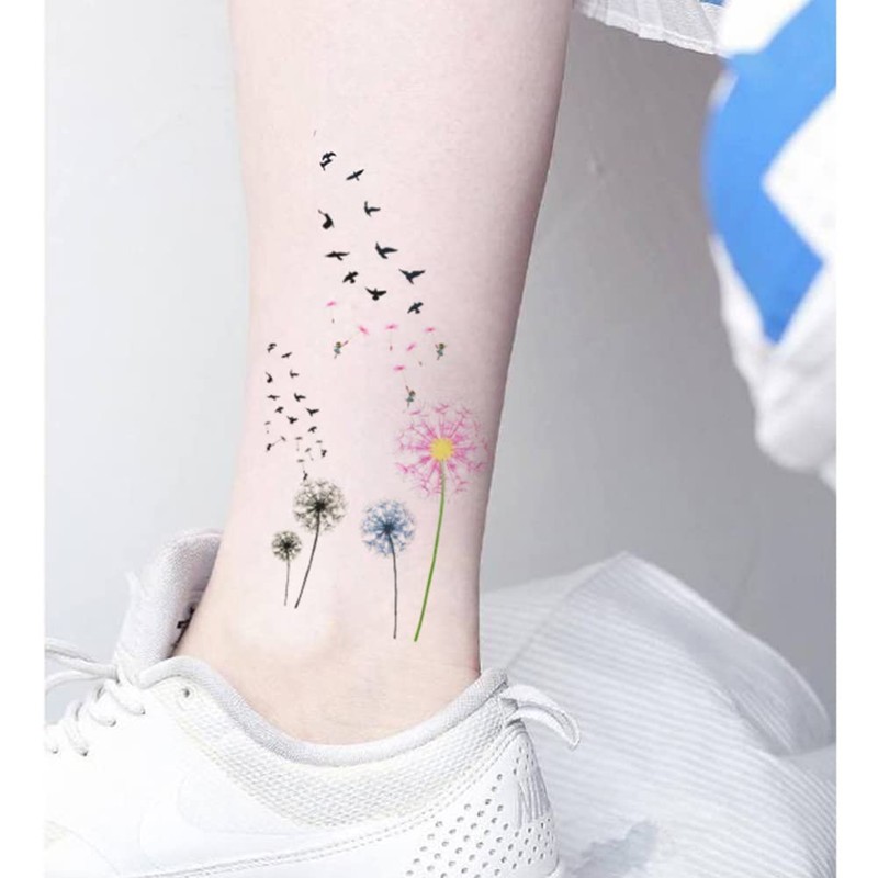 Oottati Small Cute Temporary Tattoo Dandelion Hand (Set of 2)