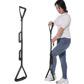 Fanwer Leg Lifter for AfteFanwer Leg Lifter for After Knee/Hip Surgery with Built-in Aluminium Strip and Non-Slip Design to Easily Lift Legs in and out of Bed - Adjustable and Foldable with Comfortable Rubber Handle (Black)