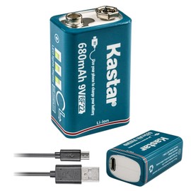 Kastar 1 Pack Micro USB Rechargeable Li-ion Polymer 9V Battery LI9V Works with Toys, Clock, Multimeter, Digital Camera and Game Controller as 6F22