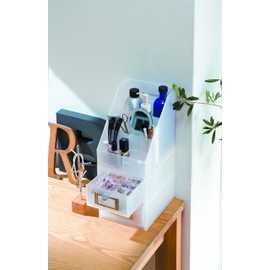 Like-It MX-9208 Desk/Cosmetic Organizer Mini with 3 Deviders and a Small Clear Tray, White