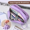 BAYTORY Multi-Compartment Pencil Case, Large Stitch Pencil Cases with Smooth
