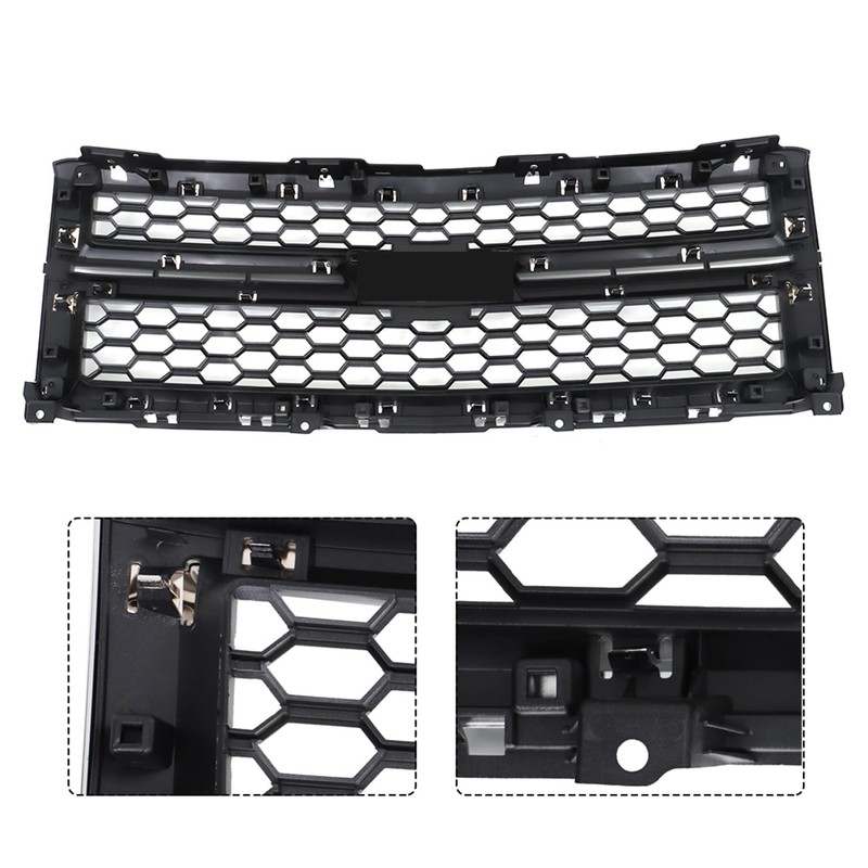 TJHSM Front Grille Bumper Honeycomb Chrome Silver Grill Replacement for