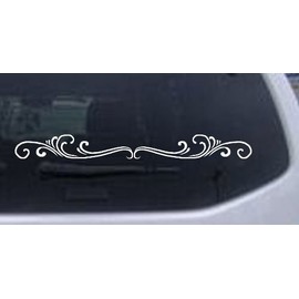 Rad Dezigns 24in X 2.6in White - Wide Top Swirl Car Window Wall Laptop Decal Sticker