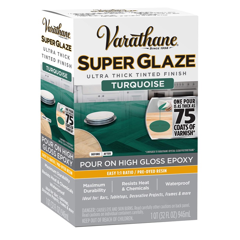 Varathane 369293 Super Glaze Pour-On High Gloss Epoxy, Quart, Turquoise