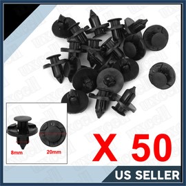 VekAuto 20 Pcs 8mm Hole Retainer Clips Plastic Drive Rivets Flaps Bumper Fender Push Clips for Auto Accessories