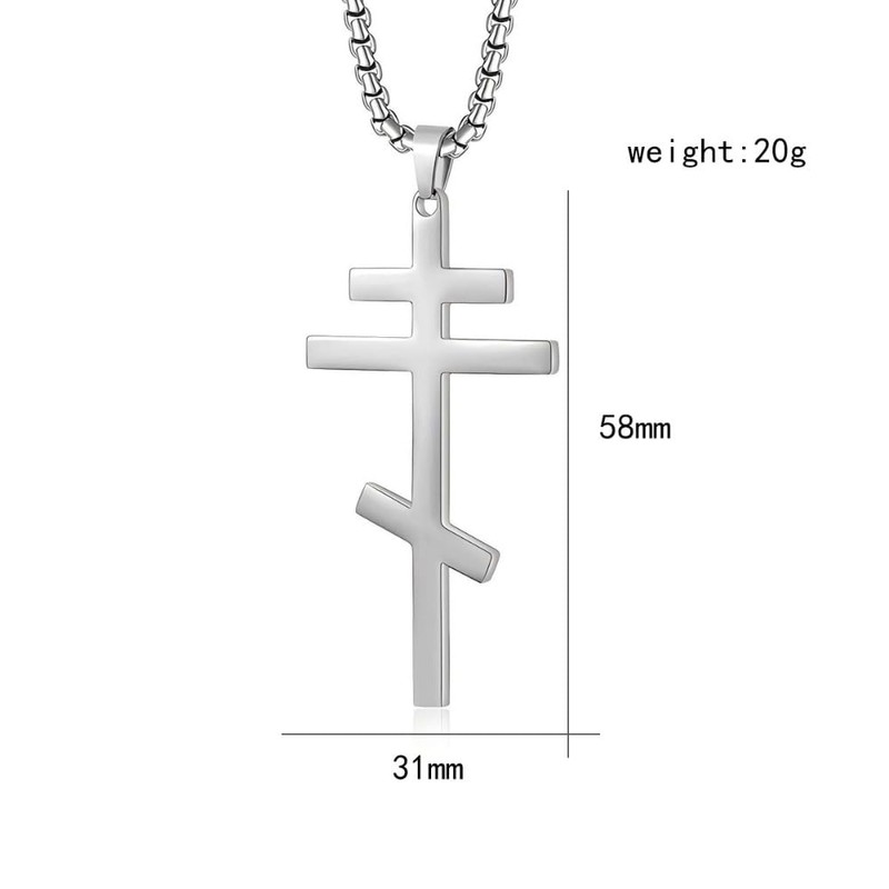 YILUOCD Ilya Necklace, Orthodox Stainless Steel Cross Pendant for Men