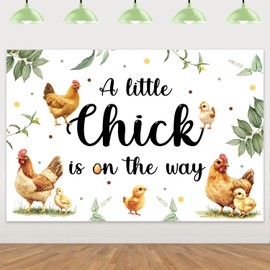 A Little Chick is on The Way Backdrop Chicken Baby Shower Decorations Little Chick Backdrop Banner Barnyard Farm Animal Photography Background Baby Shower Supplies 5 * 3ft