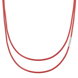 PATIKIL 24" Leather Necklace Cord, 2mm/0.08" Waterproof Braided Leather Necklace Cord Woven Wax Rope Chain with Stainless Steel Clasp for Men Women DIY Pendant Gift, Red/Silver