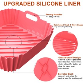 3 Pcs Silicone Air Fryer Liners Square Airfryer Liners 4-7 QT 7.1 Inch Reusable Air Fryer Silicone Pot Oven Liner Baking Tray, Air Fryer Basket Silicone Mat Bowl Air Fryer Accessories Kitchen Gadgets