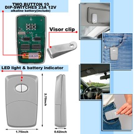 Kingdder 6 Pcs Two Button Gate Remote Control Compatible with Linear Multicode 10 Dip Switch Garage Door Remote Opener 3089 3060 3070 3083 300mhz, Control 2 Different Doors Simultaneously (Grey)