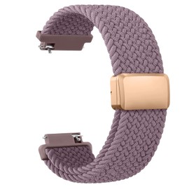 Nylon Strap Compatible with Garmin Vivoactive 4S/Venu 3S/Venu 2S/Forerunner 265S/255S/255S Music/Vivomove 3S, 18mm Braided Stretchy Nylon Replacement Sport Wristband (Smoke Purple)