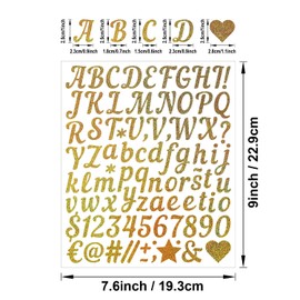 8 Sheets Vinyl Letter Stickers 705 PCS Gold Alphabet Sticker 1 Inch Stick on Letters Glitter Self-Adhesive Waterproof ABC Number Stickers for Graduation Cap Water Bottles Scrapbook (1 Inch)(Gold)
