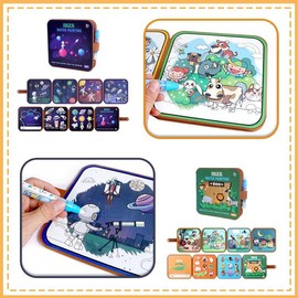 【buy-one-get-one-free】Painting book,Reusable Drawing Book,Zoo Painting Book:_Zoo drawing book+Space drawing book