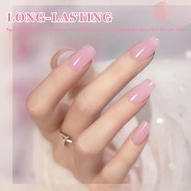 RARJSM Nude Sheer Candy Pink Fiber Glass Rubber Base Gel Nail Polish for Repair Broken Nails StrengthenerGel Base Coat Transparent Brush on Building Gel in a Bottle Soak Off Curing Requires 15ml