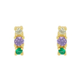 s.Oliver 2035502 Women's Stud Earrings 925 Sterling Silver with Synthetic Zirconia 0.8 cm Gold Comes in Jewellery Gift Box, Sterling Silver, Created Cubic Zirconia