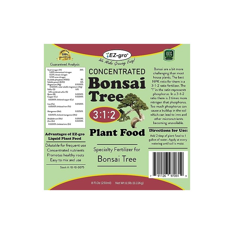 Professional Liquid Bonsai Fertilizer by EZ-gro | 3:1:2 Ratio of