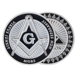 Artisan Owl Masonic Challenge Coin - Virtus Junxit Mors Non Separabit for Freemason Collectible Commemorative Coin, Blue Lodge Brotherhood Gift - 40x3mm, Black/Silver