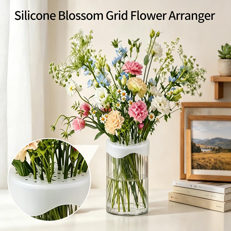 Clear Silicone Flower Stem Holder for Vases, Spiral Floral Arranger