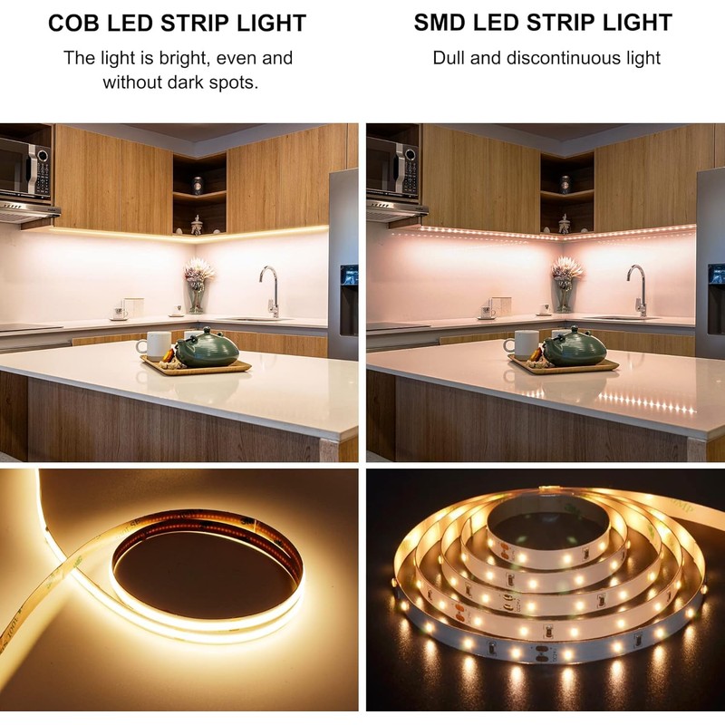 BERIXDEEP 20 m COB LED Strip, 480 LEDs/m, 8 mm,