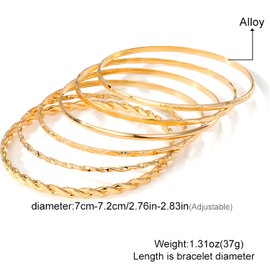 MOTIBACK 6 Pcs Gold Bangles for Women - Stainless Steel Bracelet Set, Elegant Gold Jewellery for Women