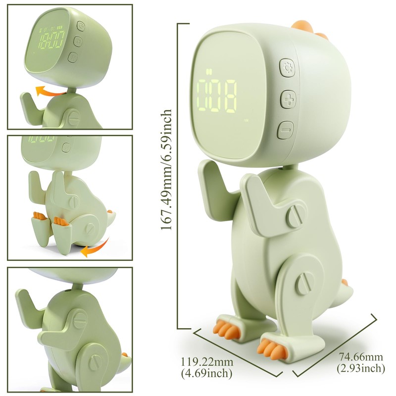 BORDEAG Digitaler Wecker Kinder, Dinosaurier Kinderwecker Jungen Mädchen, Wecker mit