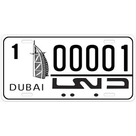 Generic Dubai Flat 00001 Novelty Car Auto License Plate, WORLDAA025