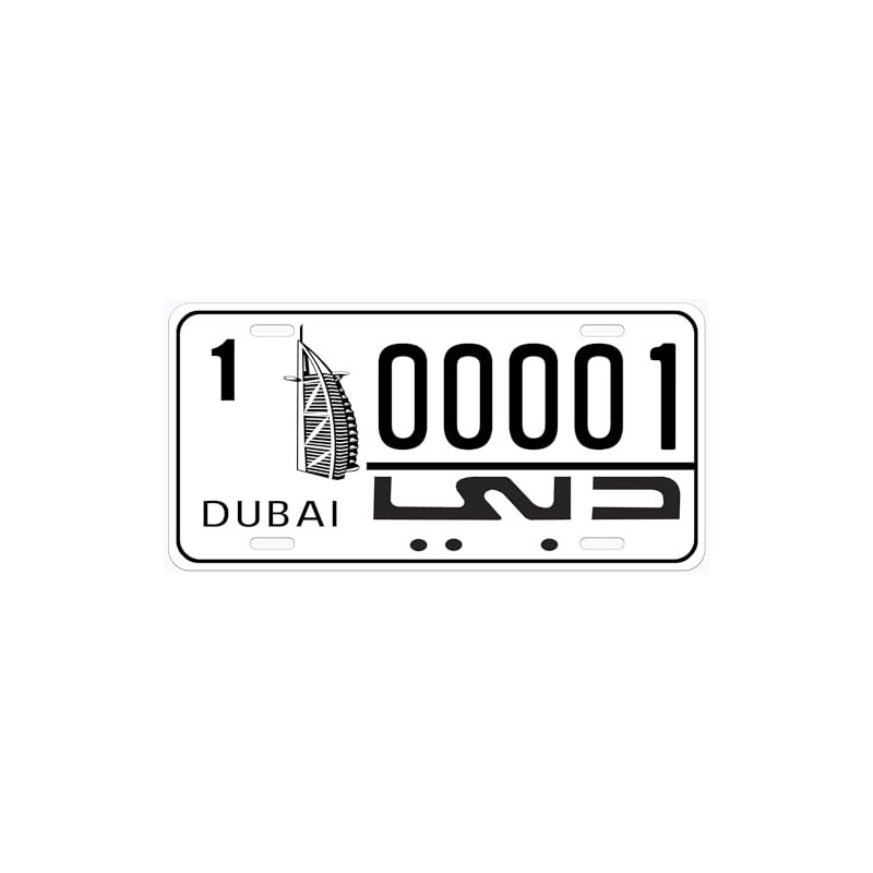 Generic Dubai Flat 00001 Novelty Car Auto License Plate, WORLDAA025
