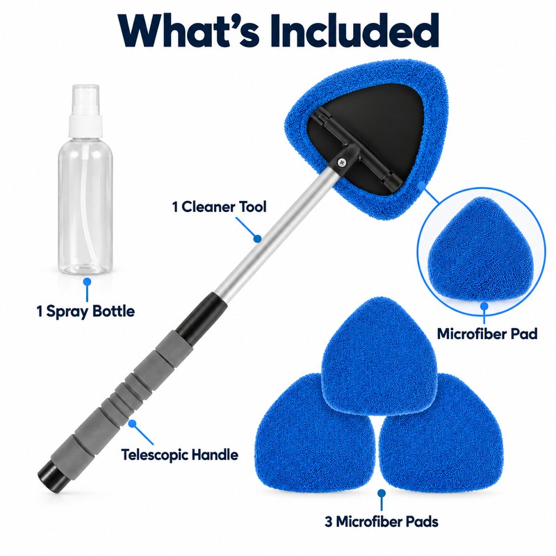 Telescopic Car Window Cleaner for Windshields – Microfiber Glass Cleaning