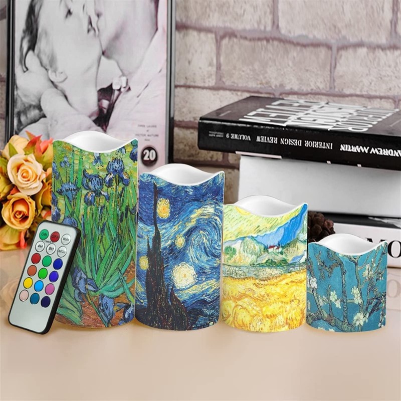 Ystardream Van Gogh Starry Night Flameless Candles Plastic Moving Flickering