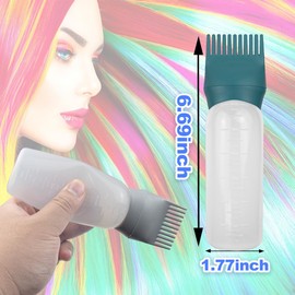 FZWONVUC 4 Pack Root Comb Applicator Bottle, Hair Oil Comb Applicator for Hair Dye, Shampoos, Salons (Grey+Green)