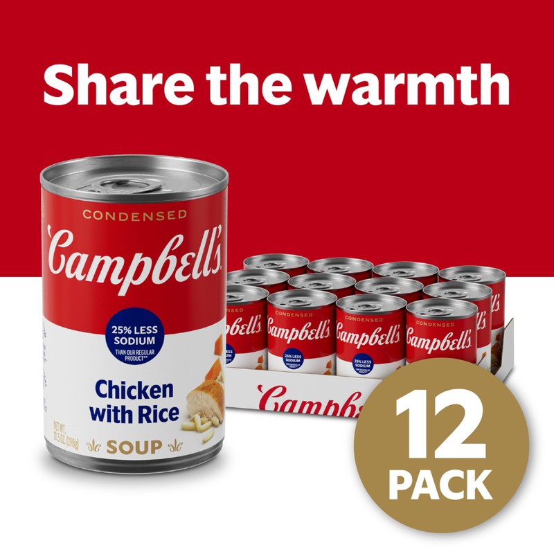 Campbell’s Condensed 25% Less Sodium Chicken and Rice Soup, 10.5