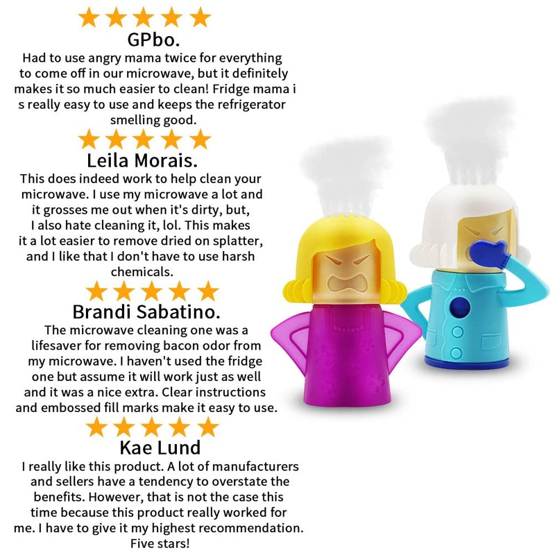 Abnaok Angry Mom Microwave Cleaner and Chilly Mama Fridge Deodoriser